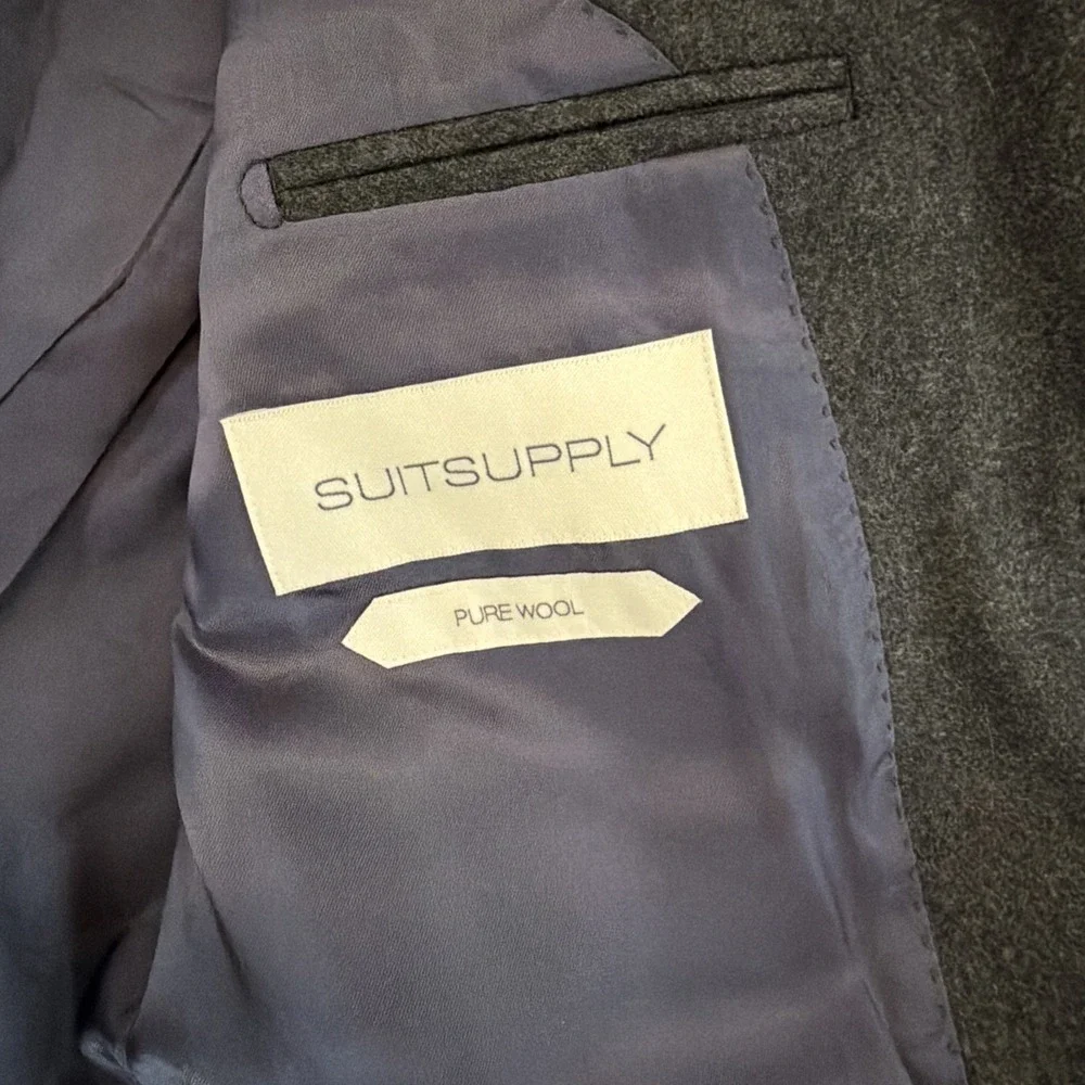 Suit Supply Washington Slim Fit  Jacket Charcoal Grey 100% Wool Super 120 34R